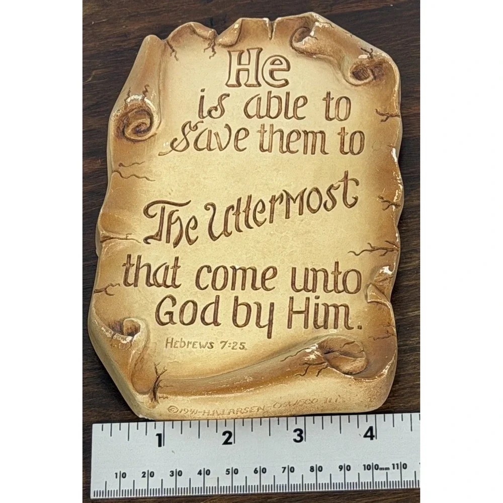 Vintage 1941 He Is Able To Save Uttermost Chalkware Plaque USA Preowned